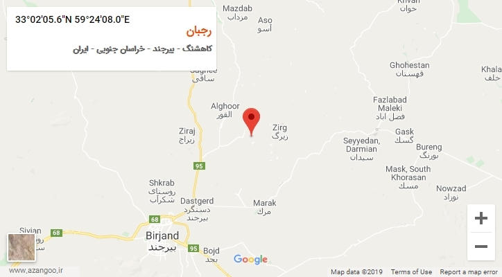 روستای رجبان بر روی نقشه