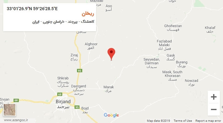 روستای ریخان بر روی نقشه