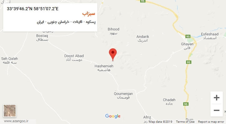 روستای سبزاب بر روی نقشه