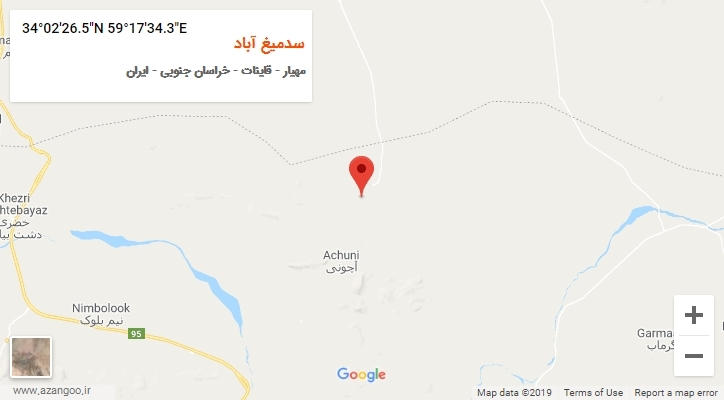 روستای سدمیغ آباد بر روی نقشه