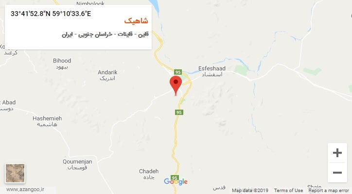 روستای شاهیک بر روی نقشه