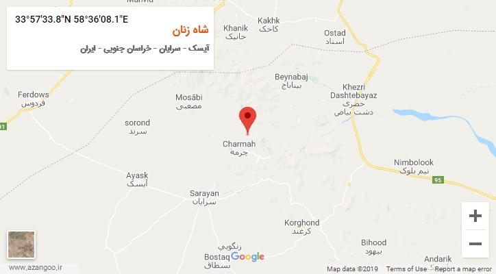 روستای شاه زنان بر روی نقشه