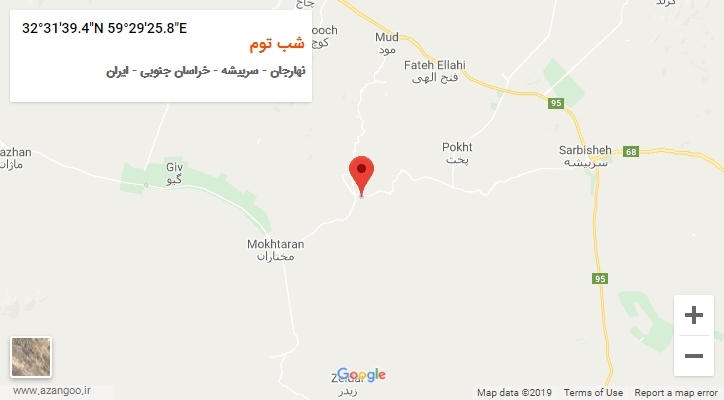 روستای شب توم بر روی نقشه