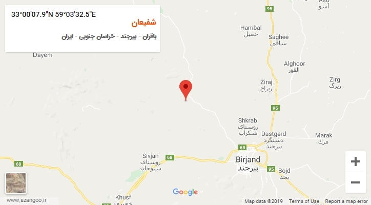 روستای شفیعان بر روی نقشه