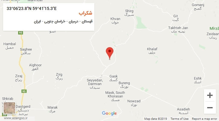 روستای شکراب بر روی نقشه
