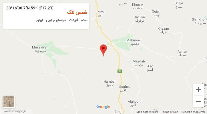 روستای شمس لنگ بر روی نقشه