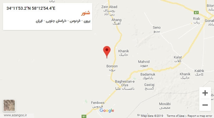 روستای شنور بر روی نقشه