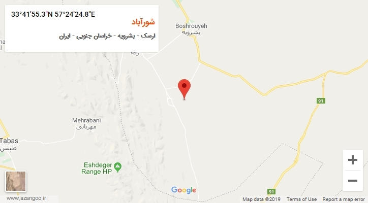 روستای شورآباد بر روی نقشه