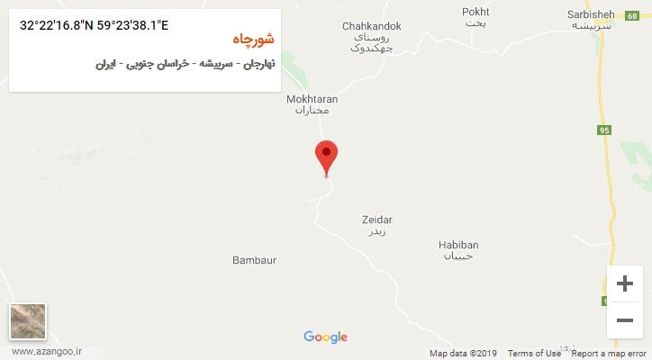 روستای شورچاه بر روی نقشه