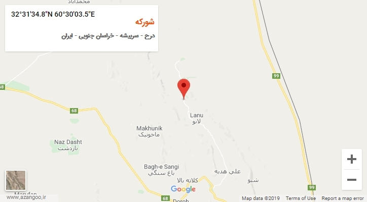 روستای شورکه بر روی نقشه
