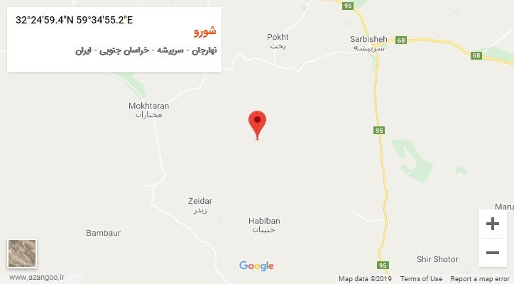 روستای شورو بر روی نقشه