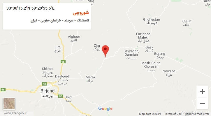 روستای شوروچی بر روی نقشه