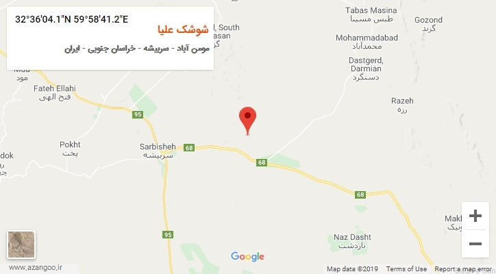 روستای شوشک علیا بر روی نقشه