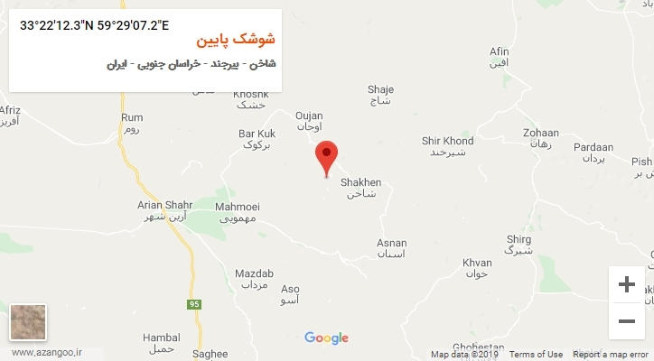 روستای شوشک پایین بر روی نقشه