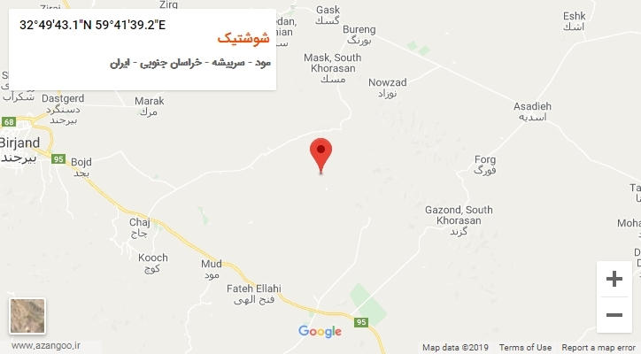 روستای شوشتیک بر روی نقشه
