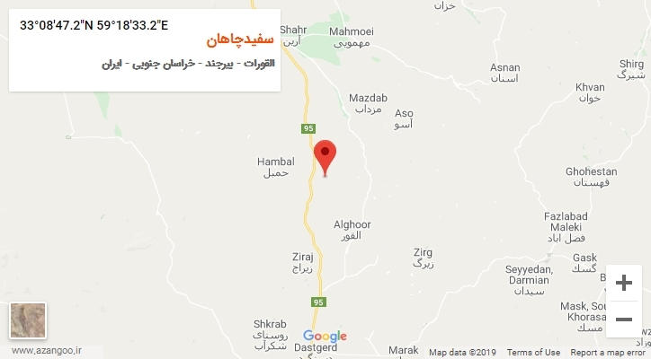 روستای سفیدچاهان بر روی نقشه