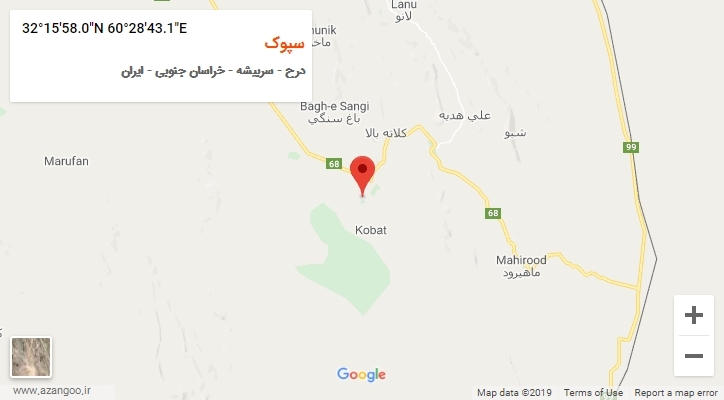 روستای سپوک بر روی نقشه