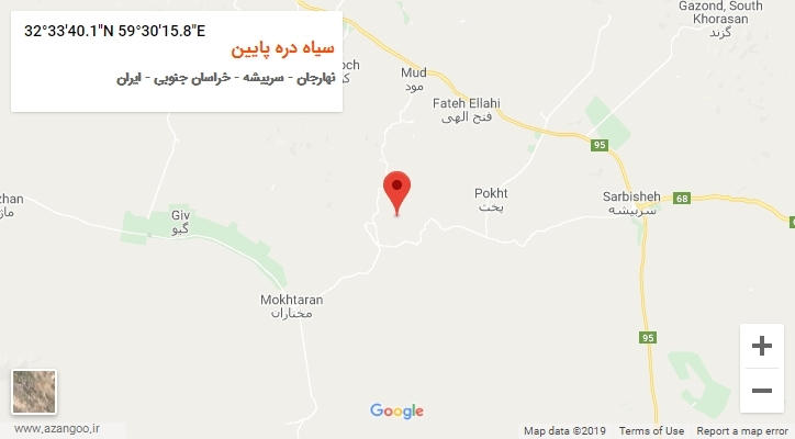 روستای سیاه دره پایین بر روی نقشه