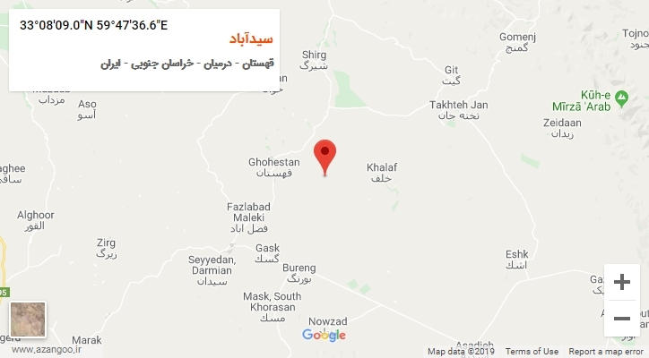 روستای سیدآباد بر روی نقشه