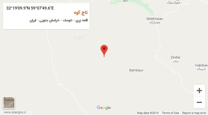 روستای تاج کوه بر روی نقشه