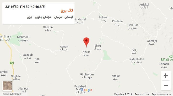 روستای تگ برج بر روی نقشه