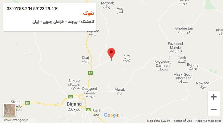 روستای تقوک بر روی نقشه