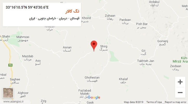 روستای تگ کالار بر روی نقشه