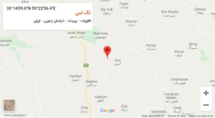 روستای تگ لس بر روی نقشه
