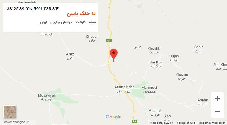 روستای ته خنگ پایین بر روی نقشه