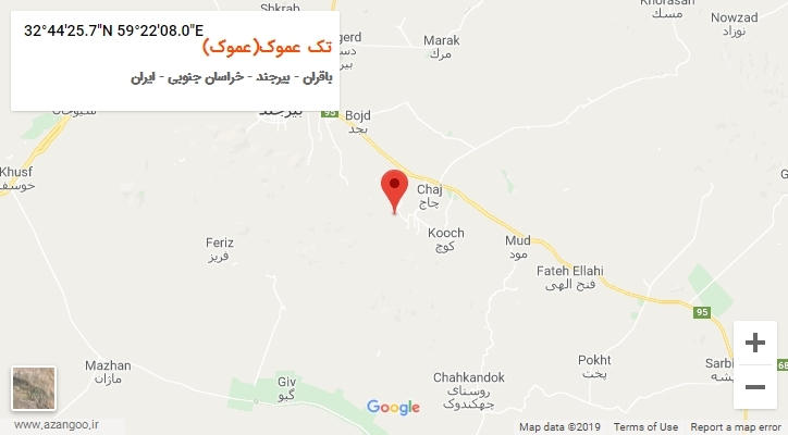 روستای تک عموک(عموک) بر روی نقشه