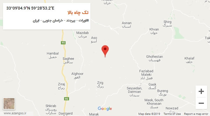 روستای تک چاه بالا بر روی نقشه