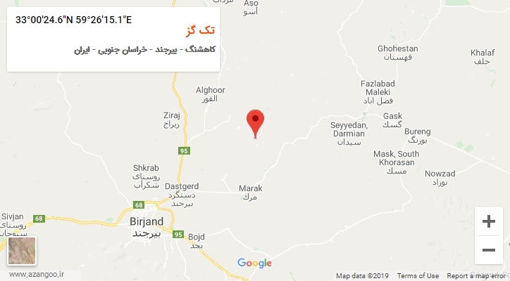 روستای تک گز بر روی نقشه