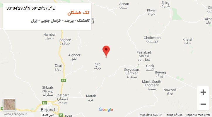 روستای تک خشکان بر روی نقشه