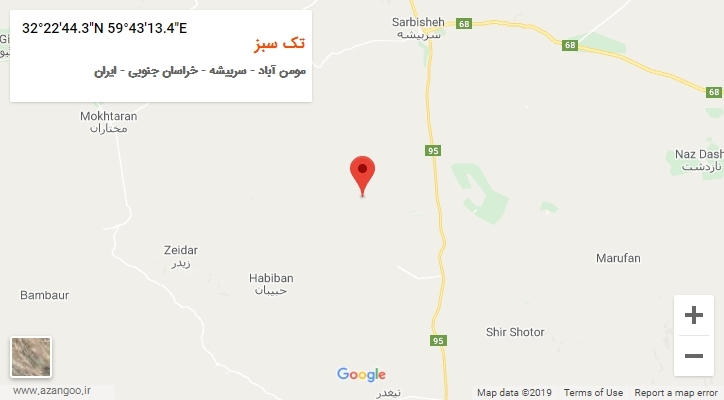 روستای تک سبز بر روی نقشه