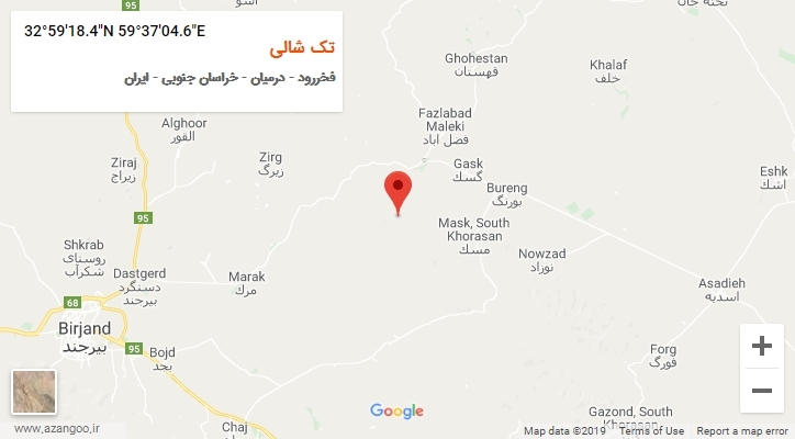 روستای تک شالی بر روی نقشه
