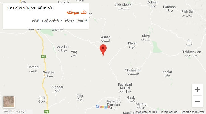 روستای تک سوخته بر روی نقشه
