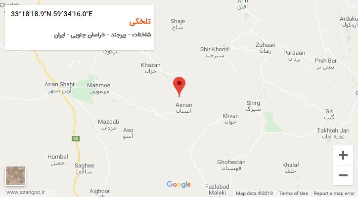 روستای تلخکی بر روی نقشه