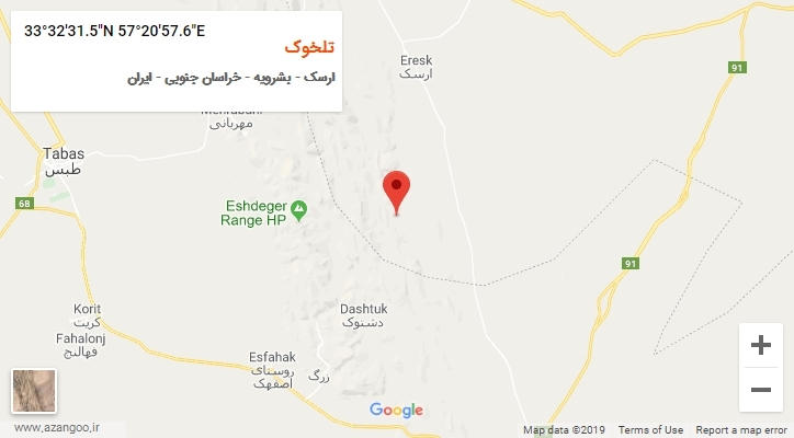 روستای تلخوک بر روی نقشه