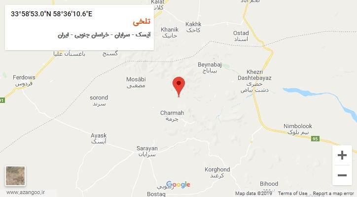 روستای تلخی بر روی نقشه