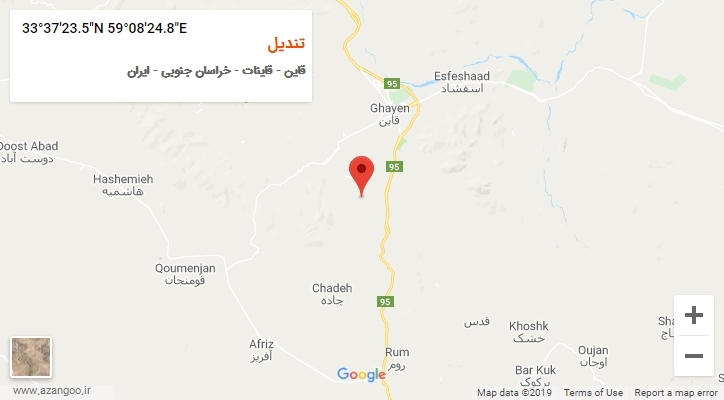 روستای تندیل بر روی نقشه