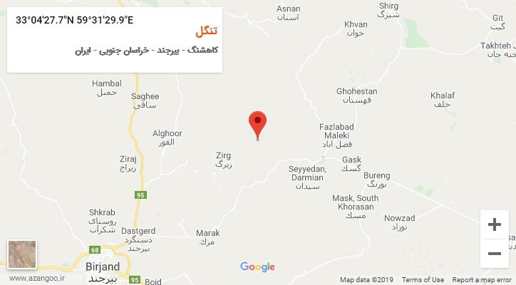 روستای تنگل بر روی نقشه