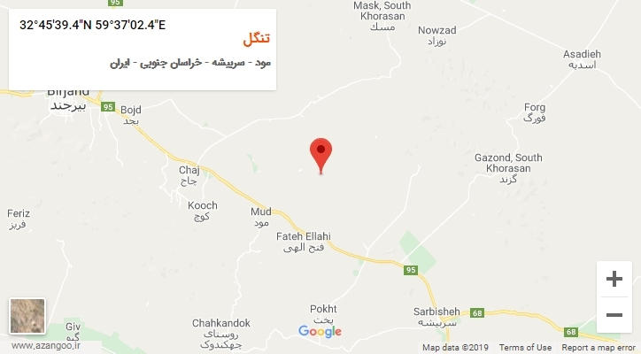 روستای تنگل بر روی نقشه