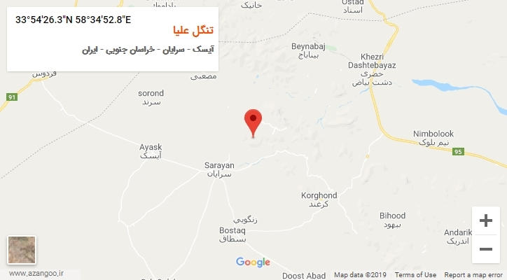 روستای تنگل علیا بر روی نقشه