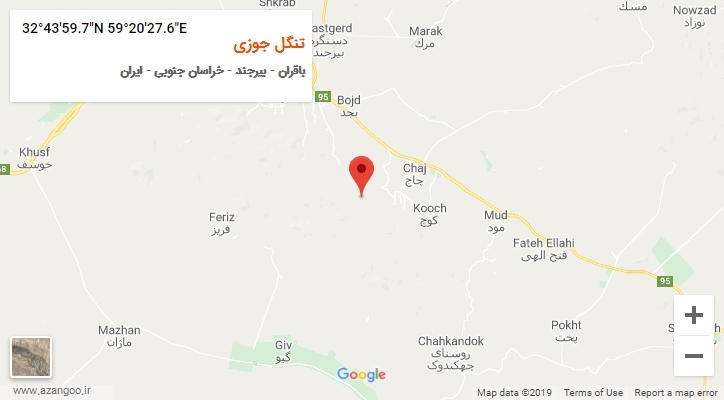 روستای تنگل جوزی بر روی نقشه