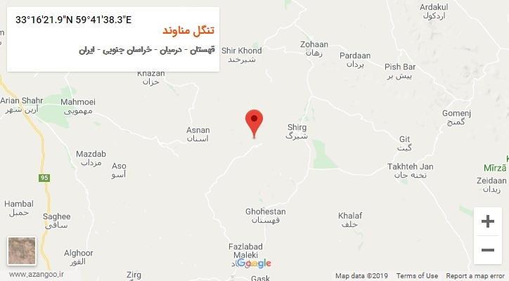 روستای تنگل مناوند بر روی نقشه