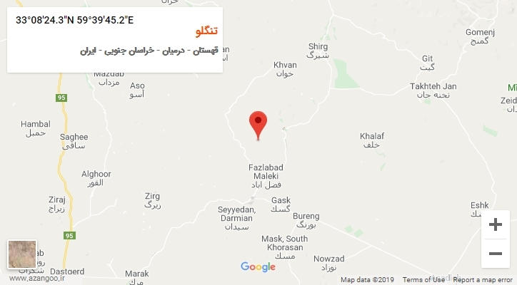 روستای تنگلو بر روی نقشه