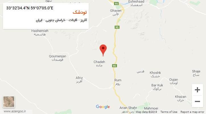 روستای تودشک بر روی نقشه