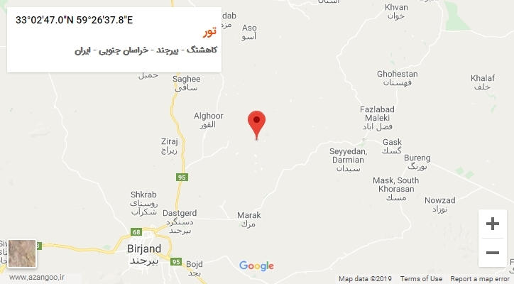 روستای تور بر روی نقشه