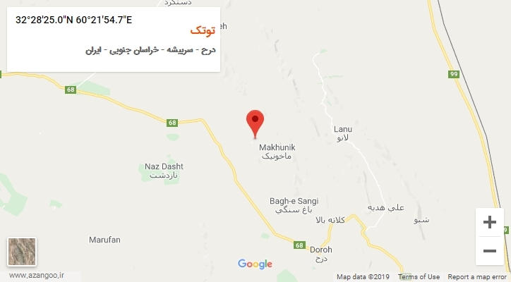 روستای توتک بر روی نقشه