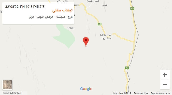 روستای تیغناب سفلی بر روی نقشه